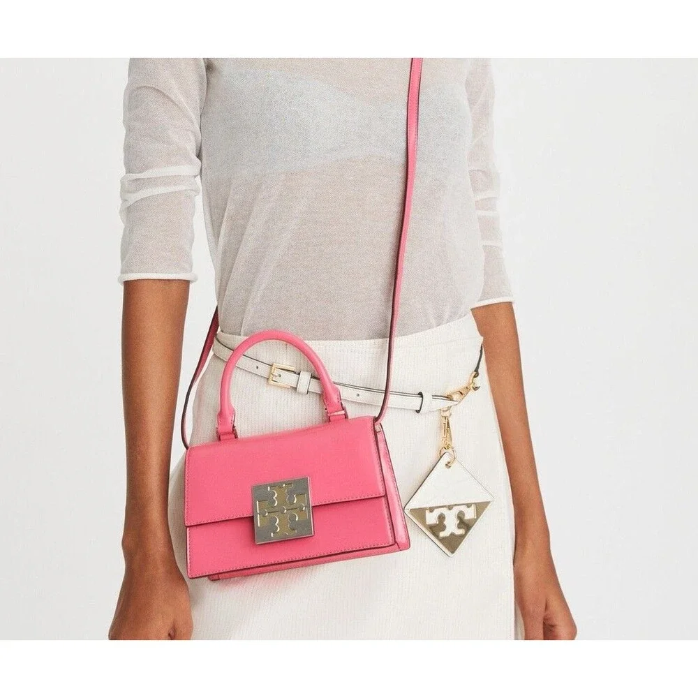 Tory Burch Bon Bon Spazzolato Mini Top Handle Bag Watermelon Pink New with tag